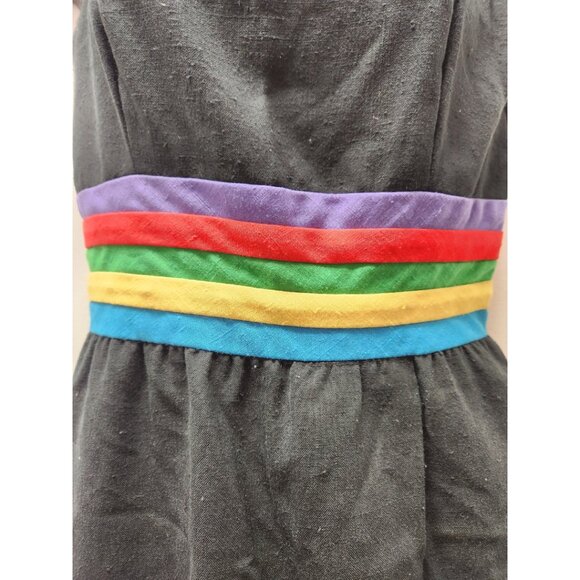 Vintage Black Dress With Rainbow Stripes Strapless EUC - Picture 4 of 6